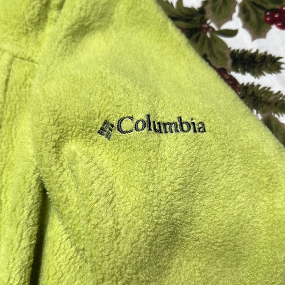 Columbia interchange zip up Sherpa jacket light green with purple zipper M - Picture 3 of 8